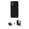 MARSİLYAN™- Galaxy A32 Kılıf Ahenk Serisi - Siyah 3D Antistatik Mat Seramik Nano Ekran Koruyucu + Kamera Lens Koruma Cam - SF