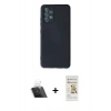 MARSİLYAN™- Galaxy A32 Kılıf Ahenk Serisi - Siyah Mat Seramik Nano Ekran Koruyucu + Kamera Lens Koruma Cam - SF