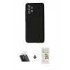 MARSİLYAN™- Galaxy A32 Kılıf Ahenk Serisi - Siyah Mat Seramik Nano Ekran Koruyucu + Kamera Lens Koruma Cam - SF