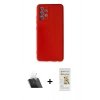 MARSİLYAN™- Galaxy A32 Kılıf Kozmos Yansıma Özel Seri - Siyah Mat Seramik Nano Ekran Koruyucu + Kamera Lens Koruma Cam - SF