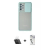 MARSİLYAN™- Galaxy A32 Kılıf Vadi Çizgi - Şeffaf Uv Polymer Nano Ekran Koruyucu + Kamera Lens Koruma Cam - SF