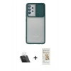 MARSİLYAN™- Galaxy A32 Kılıf Vadi Çizgi - Siyah Mat Seramik Nano Ekran Koruyucu + Kamera Lens Koruma Cam - SF