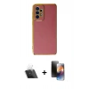MARSİLYAN™- Galaxy A32 Kılıf Yankı Serisi - Siyah 3D Antistatik Mat Seramik Nano Ekran Koruyucu + Kamera Lens Koruma Cam - SF