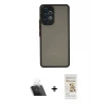 MARSİLYAN™- Galaxy A33 5G Kılıf Ahenk Çizgi Serisi - Siyah Mat Seramik Nano Ekran Koruyucu + Kamera Lens Koruma Cam - SF