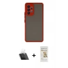 MARSİLYAN™- Galaxy A33 5G Kılıf Ahenk Çizgi Serisi - Siyah Mat Seramik Nano Ekran Koruyucu + Kamera Lens Koruma Cam - SF