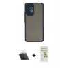 MARSİLYAN™- Galaxy A33 5G Kılıf Ahenk Çizgi Serisi - Siyah Mat Seramik Nano Ekran Koruyucu + Kamera Lens Koruma Cam - SF
