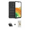 MARSİLYAN™- Galaxy A33 5G Kılıf Atlas Koleksiyonu - Siyah Mat Seramik Nano Ekran Koruyucu + Kamera Lens Koruma Cam - SF