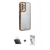 MARSİLYAN™- Galaxy A33 5G Kılıf Çekirdek Klasik Serisi - Şeffaf Uv Polymer Nano Ekran Koruyucu + Kamera Lens Koruma Cam - SF