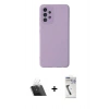MARSİLYAN™- Galaxy A33 5G Kılıf Çekirdek Modern Serisi - Şeffaf Uv Polymer Nano Ekran Koruyucu + Kamera Lens Koruma Cam - SF