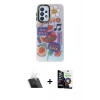 MARSİLYAN™- Galaxy A33 5G Kılıf Siluet Çizgi Koleksiyonu - Şeffaf Temperli Cam Ekran Koruyucu + Kamera Lens Koruma Cam - SF