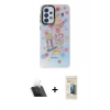 MARSİLYAN™- Galaxy A33 5G Kılıf Siluet Çizgi Koleksiyonu - Siyah 6D Mat Seramik Hayalet Nano Ekran Koruyucu + Kamera Lens Koruma Cam - SF