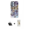 MARSİLYAN™- Galaxy A33 5G Kılıf Siluet Çizgi Koleksiyonu - Siyah Mat Seramik Nano Ekran Koruyucu + Kamera Lens Koruma Cam - SF