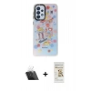 MARSİLYAN™- Galaxy A33 5G Kılıf Siluet Çizgi Koleksiyonu - Siyah Mat Seramik Nano Ekran Koruyucu + Kamera Lens Koruma Cam - SF