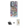 MARSİLYAN™- Galaxy A33 5G Kılıf Siluet Çizgi Koleksiyonu - Siyah Mat Seramik Nano Ekran Koruyucu + Kamera Lens Koruma Cam - SF