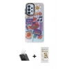 MARSİLYAN™- Galaxy A33 5G Kılıf Siluet Çizgi Koleksiyonu - Siyah Mat Seramik Nano Ekran Koruyucu + Kamera Lens Koruma Cam - SF