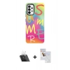 MARSİLYAN™- Galaxy A33 5G Kılıf Siluet Çizgi Koleksiyonu - Siyah Seramik Nano Ekran Koruyucu + Kamera Lens Koruma Cam - SF