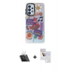 MARSİLYAN™- Galaxy A33 5G Kılıf Siluet Çizgi Koleksiyonu - Siyah Seramik Nano Ekran Koruyucu + Kamera Lens Koruma Cam - SF