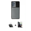 MARSİLYAN™- Galaxy A33 5G Kılıf Vadi Çizgi - Şeffaf Temperli Cam Ekran Koruyucu + Şeffaf Kamera Lens Koruma Cam