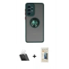 MARSİLYAN™- Galaxy A33 5G Kılıf Yörünge Çizgi - Siyah 6D Mat Seramik Hayalet Nano Ekran Koruyucu + Kamera Lens Koruma Cam - SF
