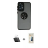 MARSİLYAN™- Galaxy A33 5G Kılıf Yörünge Çizgi - Siyah 6D Mat Seramik Hayalet Nano Ekran Koruyucu + Kamera Lens Koruma Cam - SF