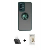 MARSİLYAN™- Galaxy A33 5G Kılıf Yörünge Çizgi - Siyah Mat Seramik Nano Ekran Koruyucu + Kamera Lens Koruma Cam - SF