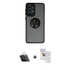 MARSİLYAN™- Galaxy A33 5G Kılıf Yörünge Çizgi - Siyah Seramik Nano Ekran Koruyucu + Kamera Lens Koruma Cam - SF