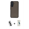 MARSİLYAN™- Galaxy A34 5G Kılıf Ahenk Çizgi Serisi - Şeffaf Pasifik Cam Ekran Koruyucu + Valdez Metal Kamera Lens - GS