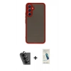 MARSİLYAN™- Galaxy A34 5G Kılıf Ahenk Çizgi Serisi - Şeffaf Pasifik Cam Ekran Koruyucu + Valdez Metal Kamera Lens - SH