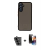 MARSİLYAN™- Galaxy A34 5G Kılıf Ahenk Çizgi Serisi - Siyah 3D Antistatik Mat Seramik Nano Ekran Koruyucu + Valdez Metal Kamera Lens - SH