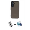 MARSİLYAN™- Galaxy A34 5G Kılıf Ahenk Çizgi Serisi - Siyah 3D Antistatik Seramik Nano Ekran Koruyucu + Valdez Metal Kamera Lens - GS