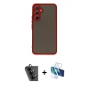 MARSİLYAN™- Galaxy A34 5G Kılıf Ahenk Çizgi Serisi - Siyah 3D Antistatik Seramik Nano Ekran Koruyucu + Valdez Metal Kamera Lens - SH