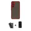 MARSİLYAN™- Galaxy A34 5G Kılıf Ahenk Çizgi Serisi - Siyah 6D Antistatik Mat Seramik Hayalet Nano Ekran Koruyucu + Valdez Metal Kamera Lens - SH