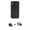 MARSİLYAN™- Galaxy A34 5G Kılıf Ahenk Klasik - Siyah 3D Antistatik Cam Ekran Koruyucu + Kamera Lens Koruma Cam - SF