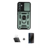 MARSİLYAN™- Galaxy A34 5G Kılıf Ahenk Klasik - Siyah 3D Antistatik Hayalet Cam Ekran Koruyucu + Kamera Lens Koruma Cam - SF