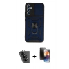 MARSİLYAN™- Galaxy A34 5G Kılıf Ahenk Klasik - Siyah 3D Antistatik Mat Seramik Nano Ekran Koruyucu + Valdez Metal Kamera Lens - SH