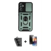 MARSİLYAN™- Galaxy A34 5G Kılıf Ahenk Klasik - Siyah 3D Antistatik Mat Seramik Nano Ekran Koruyucu + Valdez Metal Kamera Lens - SH