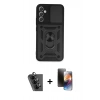 MARSİLYAN™- Galaxy A34 5G Kılıf Ahenk Klasik - Siyah 3D Antistatik Mat Seramik Nano Ekran Koruyucu + Valdez Metal Kamera Lens - SH