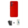 MARSİLYAN™- Galaxy A34 5G Kılıf Ahenk Serisi - Şeffaf Pasifik Cam Ekran Koruyucu + Valdez Metal Kamera Lens - SH