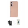 MARSİLYAN™- Galaxy A34 5G Kılıf Ahenk Serisi - Şeffaf Pasifik Cam Ekran Koruyucu + Valdez Metal Kamera Lens - SH