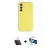MARSİLYAN™- Galaxy A34 5G Kılıf Ahenk Serisi - Siyah 3D Antistatik Cam Ekran Koruyucu + Kamera Lens Koruma Cam - SF