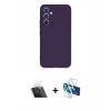MARSİLYAN™- Galaxy A34 5G Kılıf Ahenk Serisi - Siyah 3D Antistatik Cam Ekran Koruyucu + Kamera Lens Koruma Cam - SF
