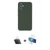 MARSİLYAN™- Galaxy A34 5G Kılıf Ahenk Serisi - Siyah 3D Antistatik Cam Ekran Koruyucu + Kamera Lens Koruma Cam - SF
