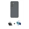 MARSİLYAN™- Galaxy A34 5G Kılıf Ahenk Serisi - Siyah 3D Antistatik Cam Ekran Koruyucu + Kamera Lens Koruma Cam - SF