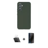 MARSİLYAN™- Galaxy A34 5G Kılıf Ahenk Serisi - Siyah 3D Antistatik Hayalet Cam Ekran Koruyucu + Kamera Lens Koruma Cam - SF