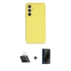 MARSİLYAN™- Galaxy A34 5G Kılıf Ahenk Serisi - Siyah 3D Antistatik Hayalet Cam Ekran Koruyucu + Kamera Lens Koruma Cam - SF