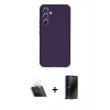 MARSİLYAN™- Galaxy A34 5G Kılıf Ahenk Serisi - Siyah 3D Antistatik Hayalet Cam Ekran Koruyucu + Kamera Lens Koruma Cam - SF