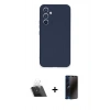 MARSİLYAN™- Galaxy A34 5G Kılıf Ahenk Serisi - Siyah 3D Antistatik Hayalet Cam Ekran Koruyucu + Kamera Lens Koruma Cam - SF