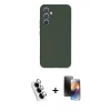 MARSİLYAN™- Galaxy A34 5G Kılıf Ahenk Serisi - Siyah 3D Antistatik Mat Seramik Nano Ekran Koruyucu + Valdez Metal Kamera Lens - GS