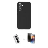MARSİLYAN™- Galaxy A34 5G Kılıf Ahenk Serisi - Siyah 3D Antistatik Mat Seramik Nano Ekran Koruyucu + Valdez Metal Kamera Lens - GS