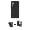 MARSİLYAN™- Galaxy A34 5G Kılıf Ahenk Serisi - Siyah 3D Antistatik Mat Seramik Nano Ekran Koruyucu + Valdez Metal Kamera Lens - SH